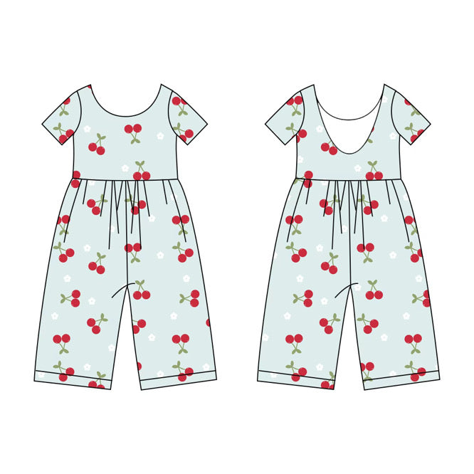 Cherry Wide Leg Bamboo Romper